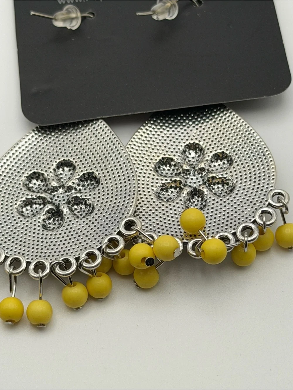 NWT paparazzi Blossoming Teardrop Filigree Earrings Yellow Beads Boho Festival